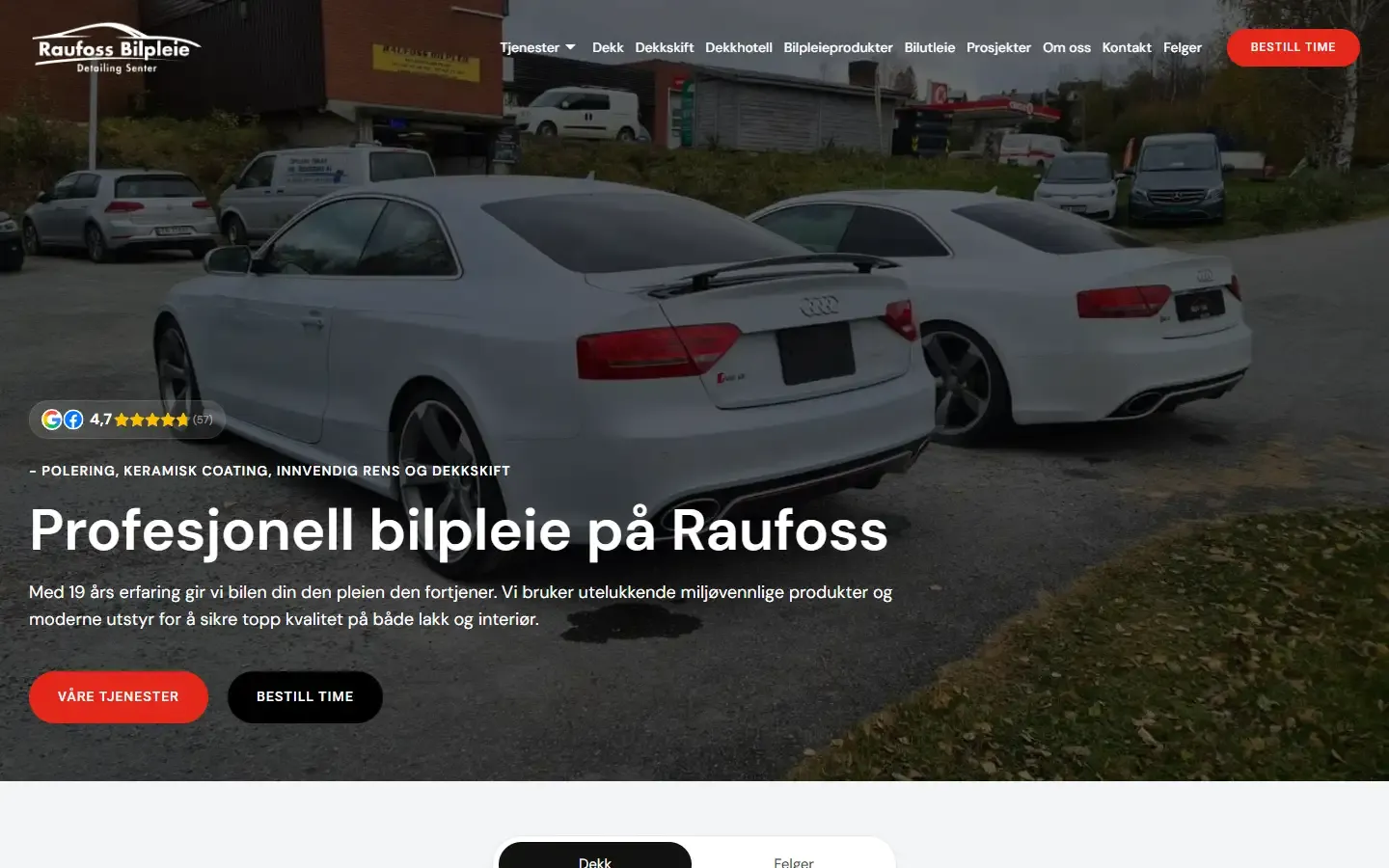 Forsiden til raufossbilpleie.no